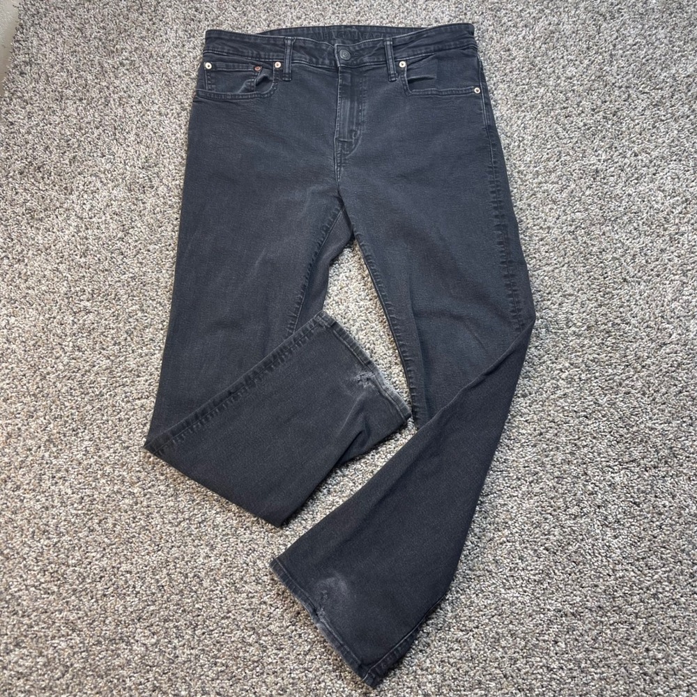 American Eagle Airflex+ Men's 34x30 Original Bootcut Jeans‎ Faded Black Stretch